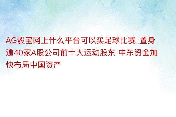 AG骰宝网上什么平台可以买足球比赛_置身逾40家A股公司前十大运动股东 中东资金加快布局中国资产