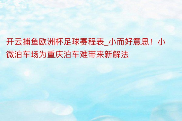 开云捕鱼欧洲杯足球赛程表_小而好意思！小微泊车场为重庆泊车难带来新解法