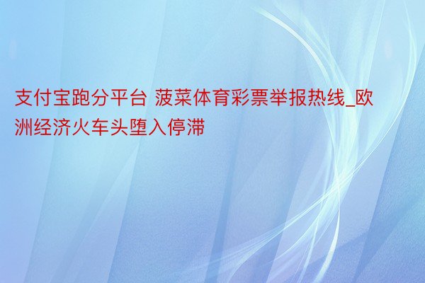 支付宝跑分平台 菠菜体育彩票举报热线_欧洲经济火车头堕入停滞