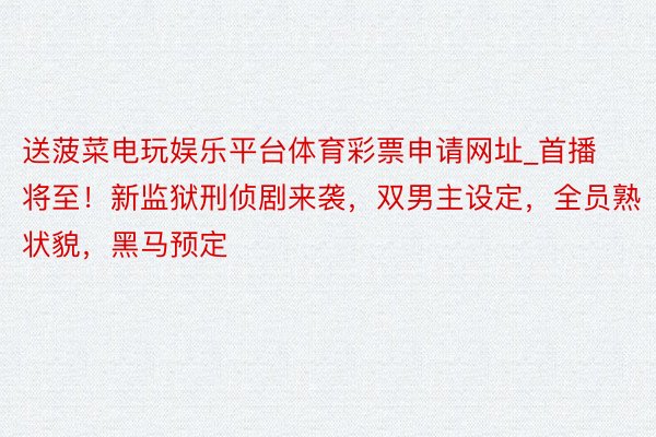 送菠菜电玩娱乐平台体育彩票申请网址_首播将至！新监狱刑侦剧来袭，双男主设定，全员熟状貌，黑马预定