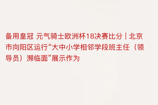 备用皇冠 元气骑士欧洲杯18决赛比分 | 北京市向阳区运行“大中小学相邻学段班主任（领导员）濒临面”展示作为