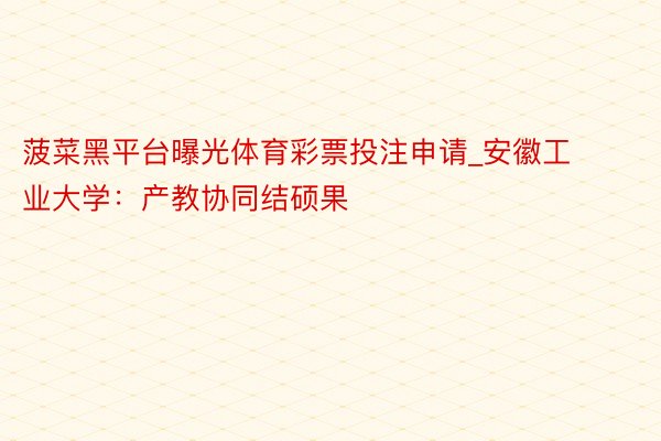 菠菜黑平台曝光体育彩票投注申请_安徽工业大学：产教协同结硕果